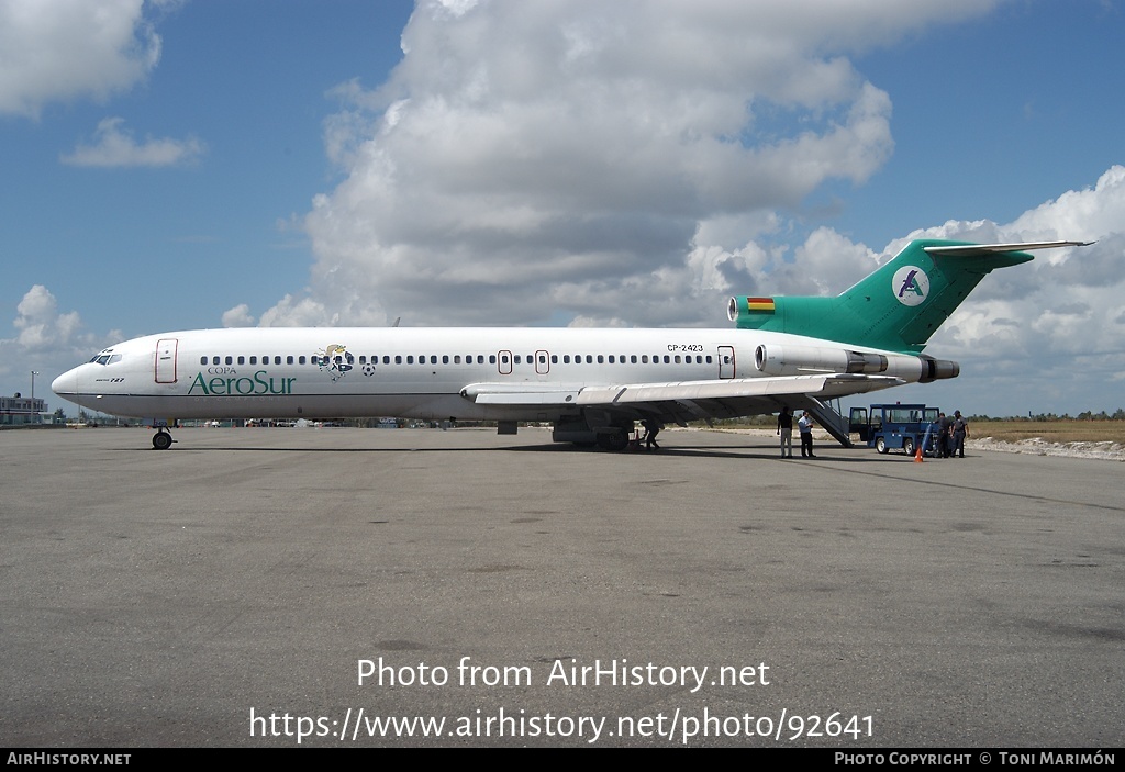 Aircraft Photo of CP-2423 | Boeing 727-264/Adv | AeroSur | AirHistory.net #92641