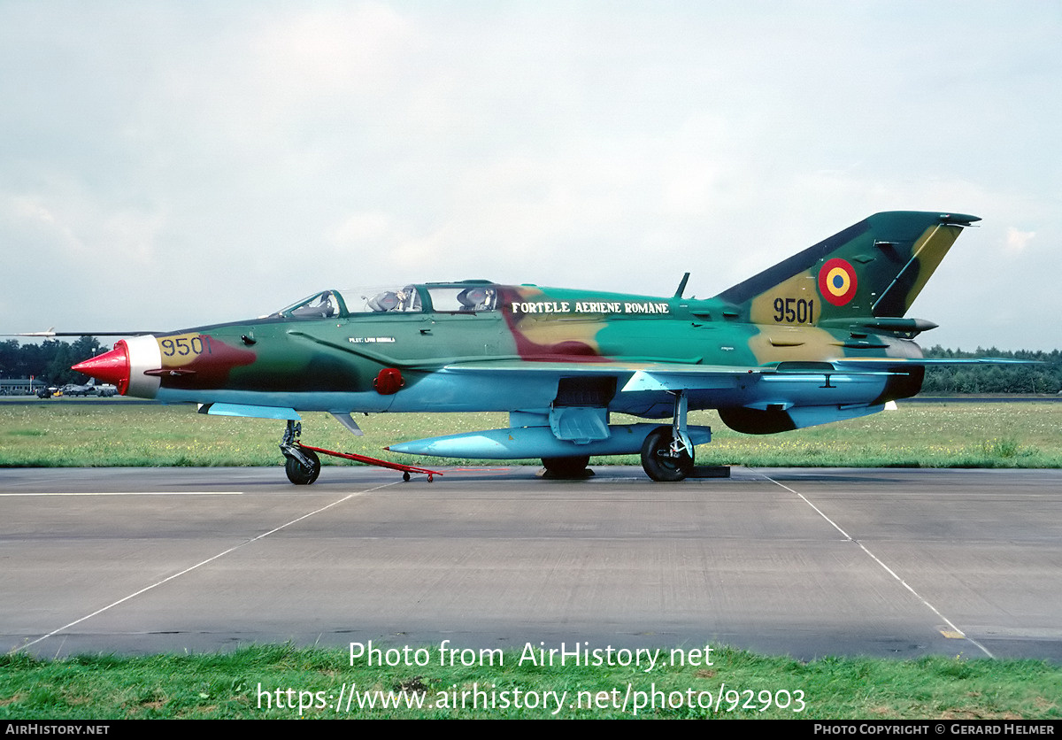 Aircraft Photo of 9501 | Mikoyan-Gurevich MiG-21UM Lancer B | Romania - Air Force | AirHistory.net #92903