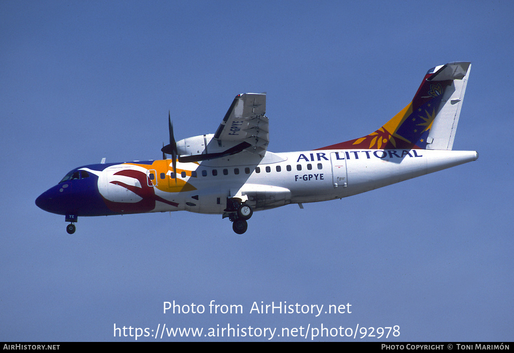 Aircraft Photo of F-GPYE | ATR ATR-42-500 | Air Littoral | AirHistory.net #92978