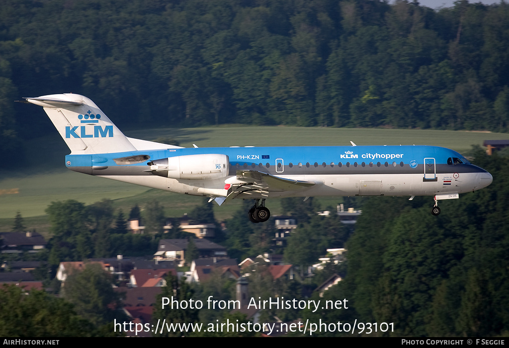 Aircraft Photo of PH-KZN | Fokker 70 (F28-0070) | KLM Cityhopper | AirHistory.net #93101