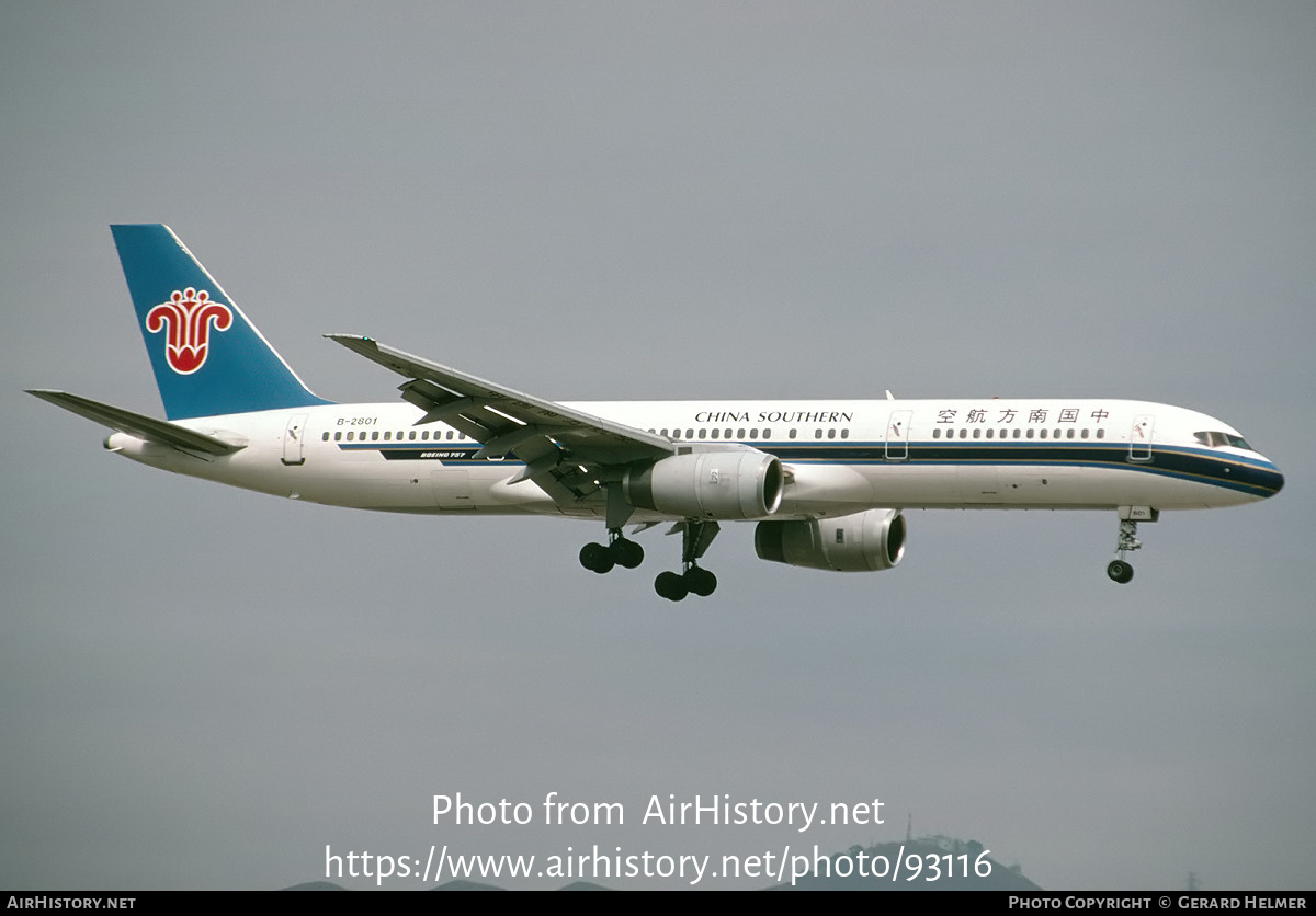 Aircraft Photo of B-2801 | Boeing 757-21B | China Southern Airlines | AirHistory.net #93116