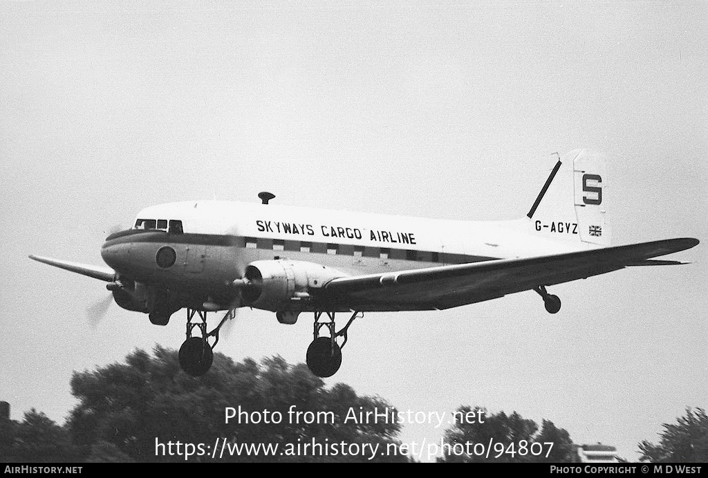 Aircraft Photo of G-AGYZ | Douglas C-47A Skytrain | Skyways Cargo Airline | AirHistory.net #94807