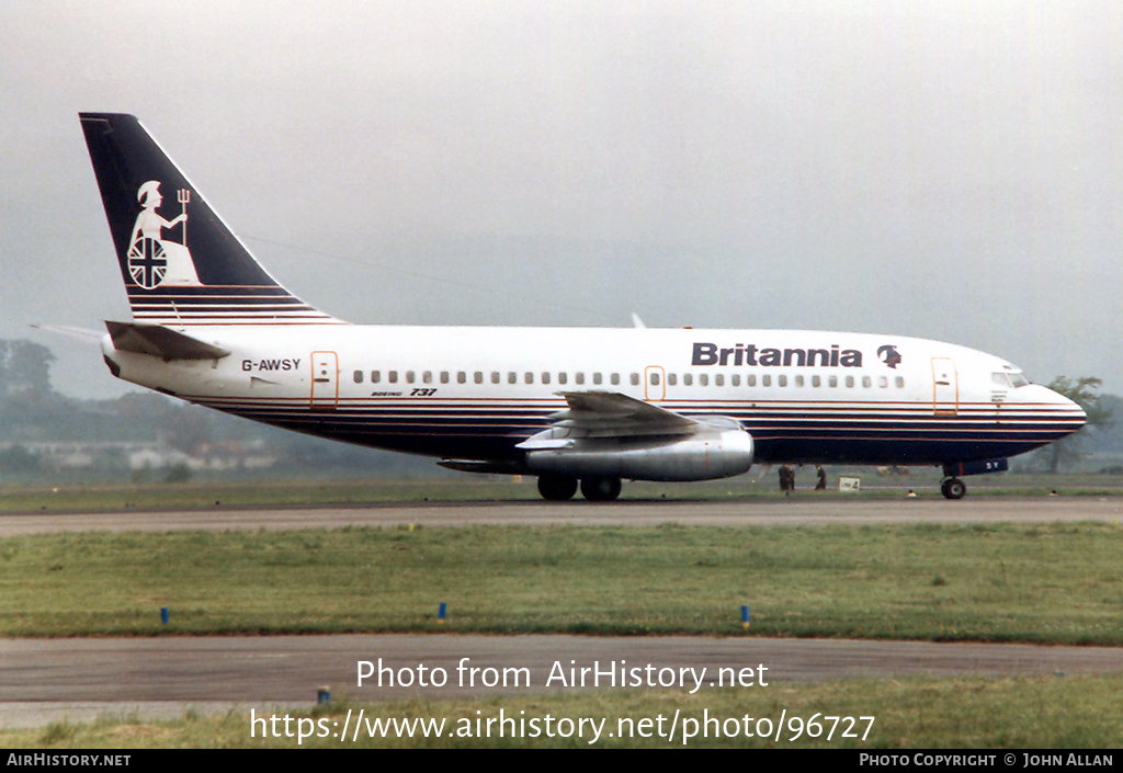 Aircraft Photo of G-AWSY | Boeing 737-204 | Britannia Airways | AirHistory.net #96727