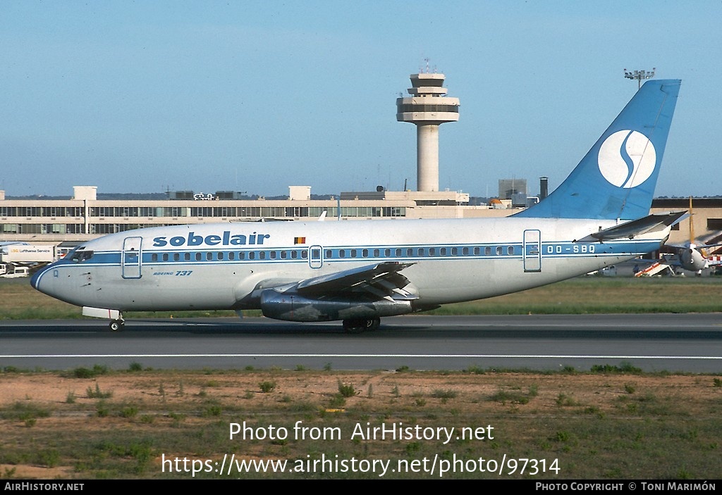 Aircraft Photo of OO-SBQ | Boeing 737-229/Adv | Sobelair | AirHistory.net #97314