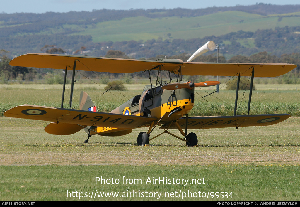 Aircraft Photo of VH-ABL / N9140 | De Havilland D.H. 82A Tiger Moth | UK - Air Force | AirHistory.net #99534