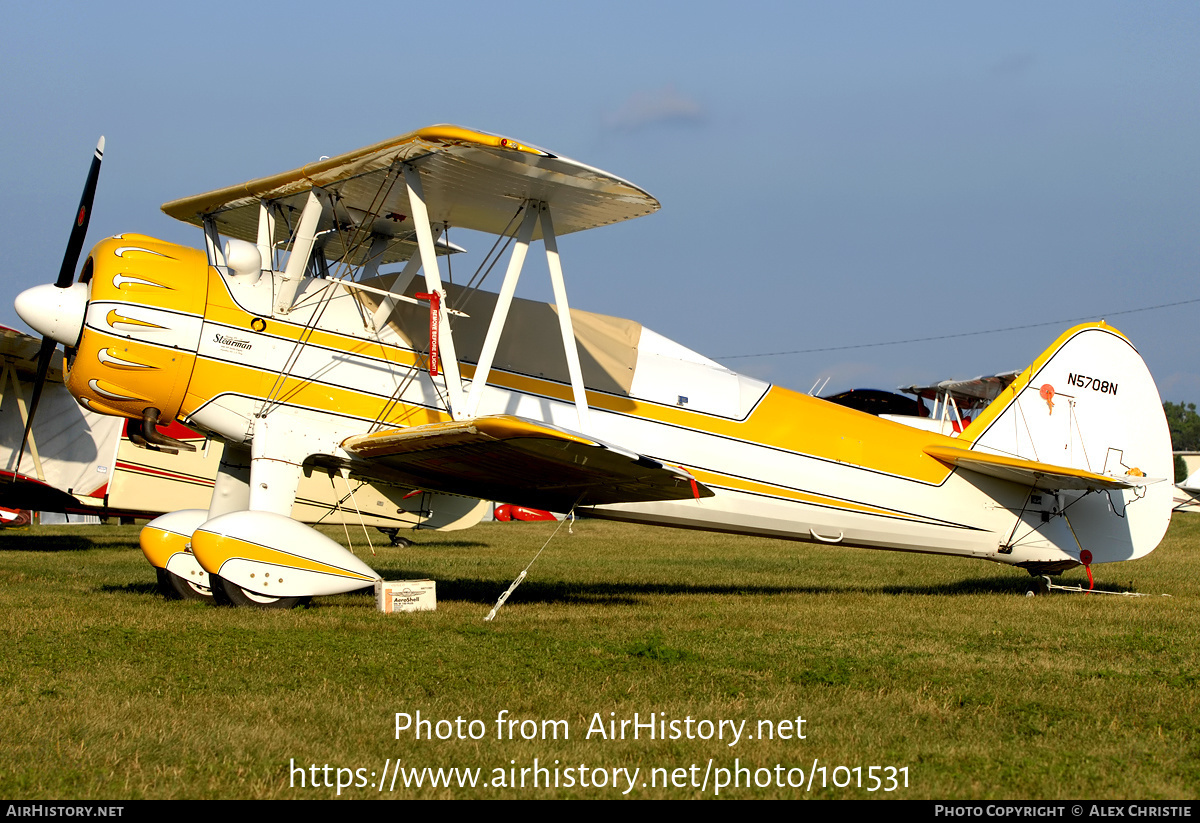 Aircraft Photo of N5708N | Boeing N2S-3/R985 Kaydet (B75N1) | AirHistory.net #101531