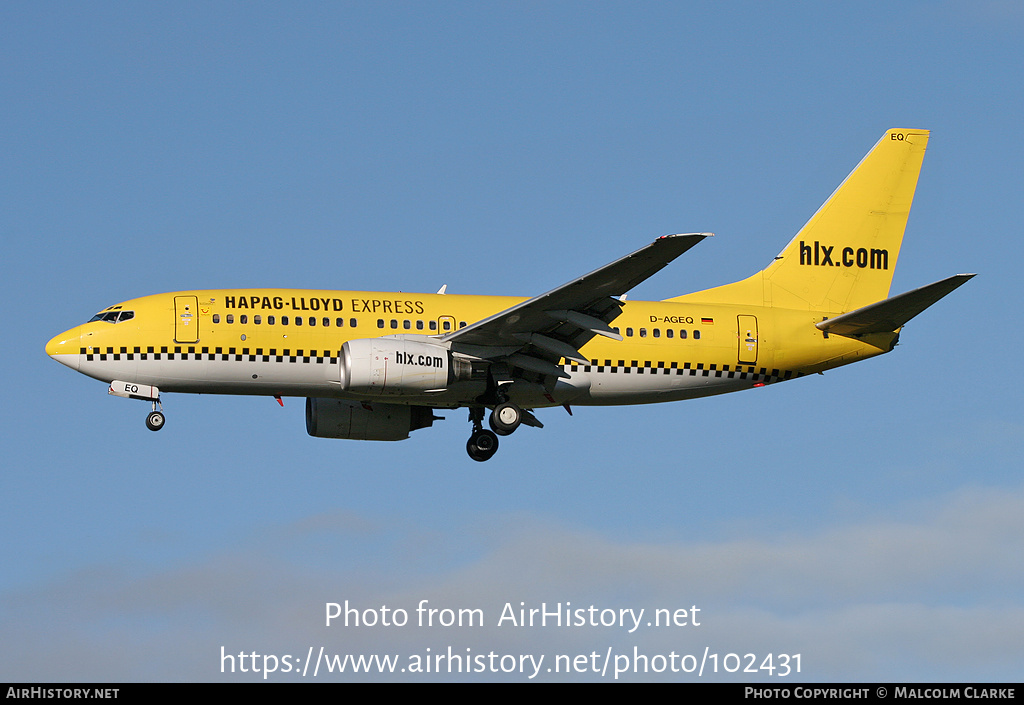 Aircraft Photo of D-AGEQ | Boeing 737-75B | Hapag-Lloyd Express | AirHistory.net #102431