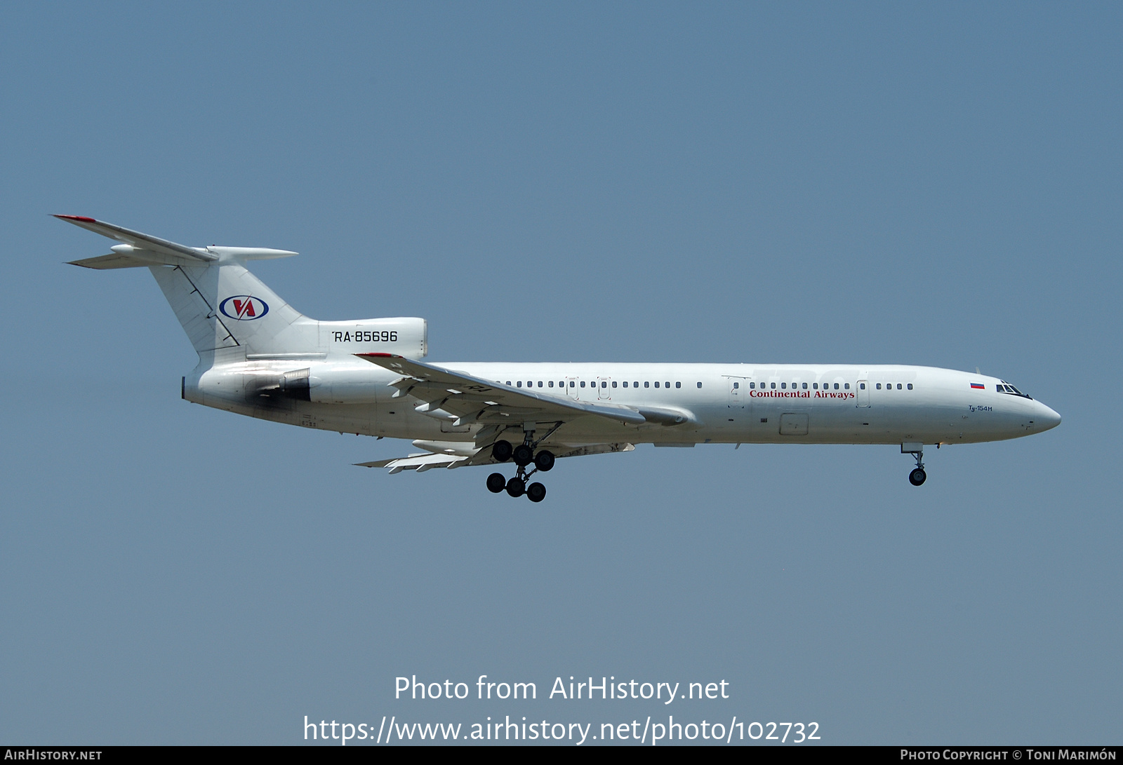 Aircraft Photo of RA-85696 | Tupolev Tu-154M | Continental Airways | AirHistory.net #102732