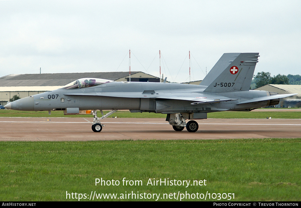 Aircraft Photo of J-5007 | McDonnell Douglas F/A-18C Hornet | Switzerland - Air Force | AirHistory.net #103051