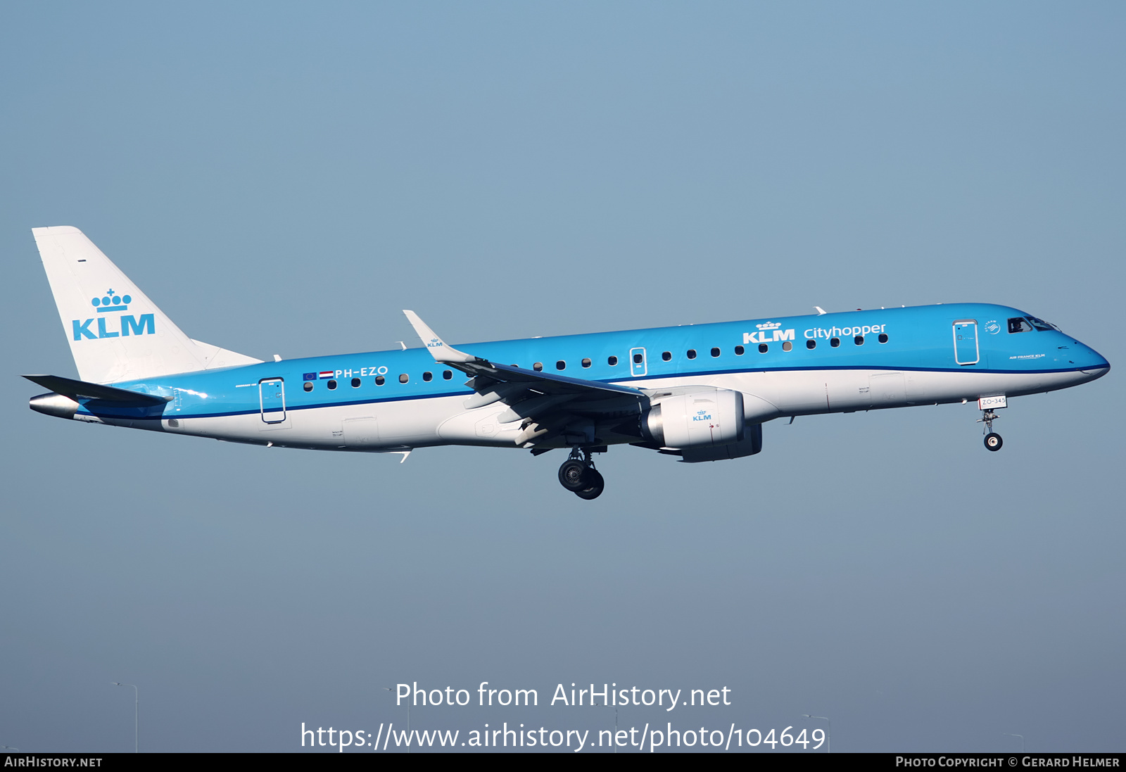 Aircraft Photo of PH-EZO | Embraer 190STD (ERJ-190-100STD) | KLM Cityhopper | AirHistory.net #104649