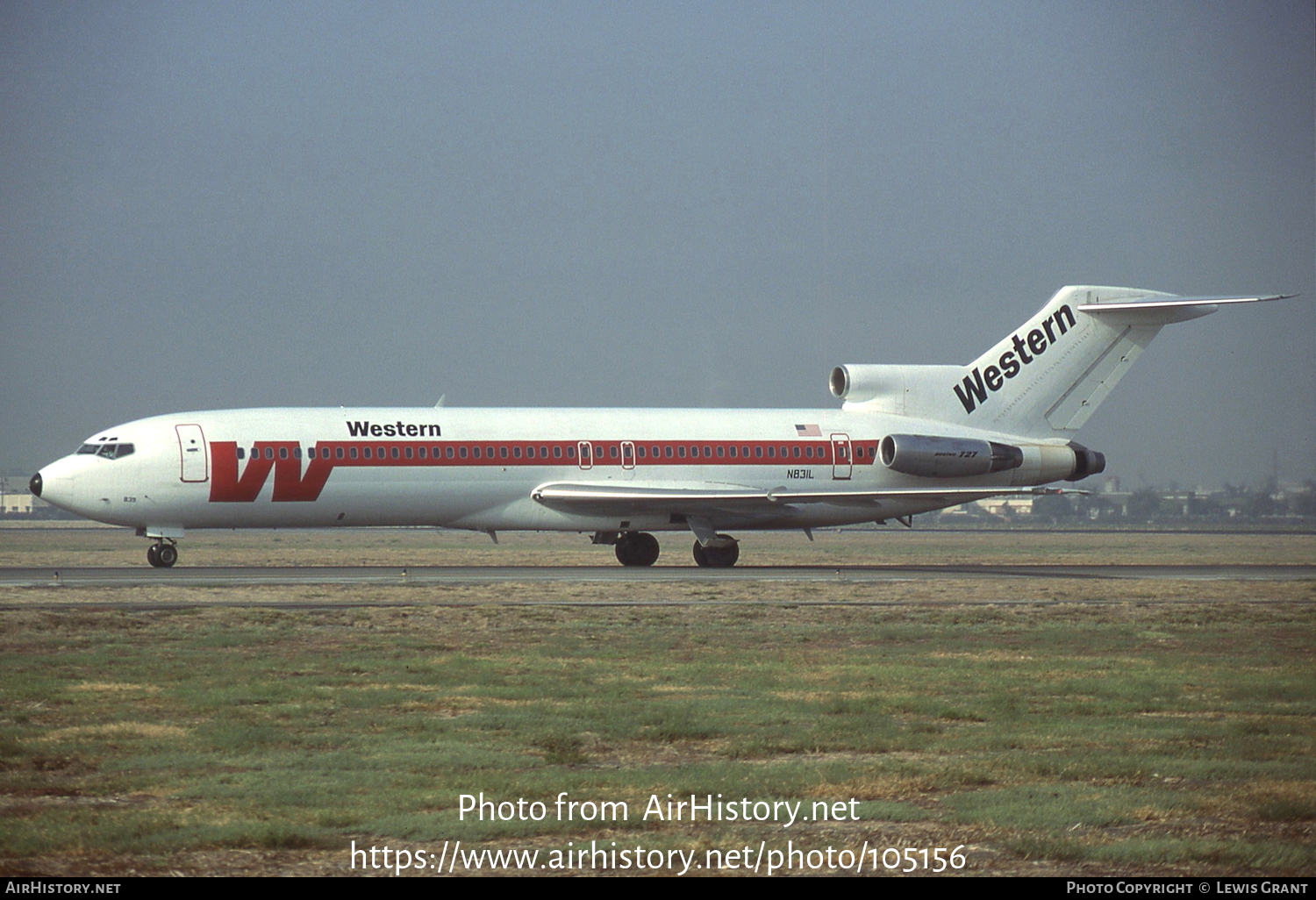 Aircraft Photo of N831L | Boeing 727-2Q8/Adv | Western Airlines | AirHistory.net #105156