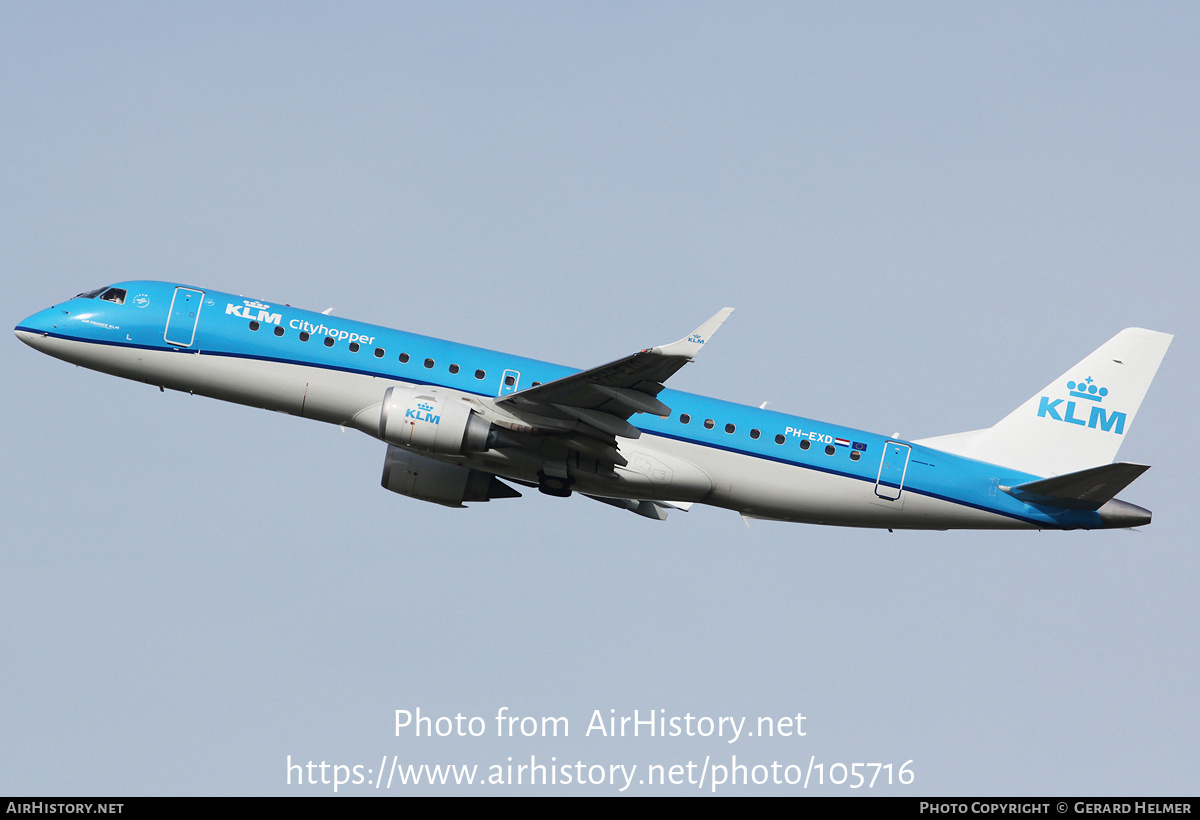 Aircraft Photo of PH-EXD | Embraer 190STD (ERJ-190-100STD) | KLM Cityhopper | AirHistory.net #105716