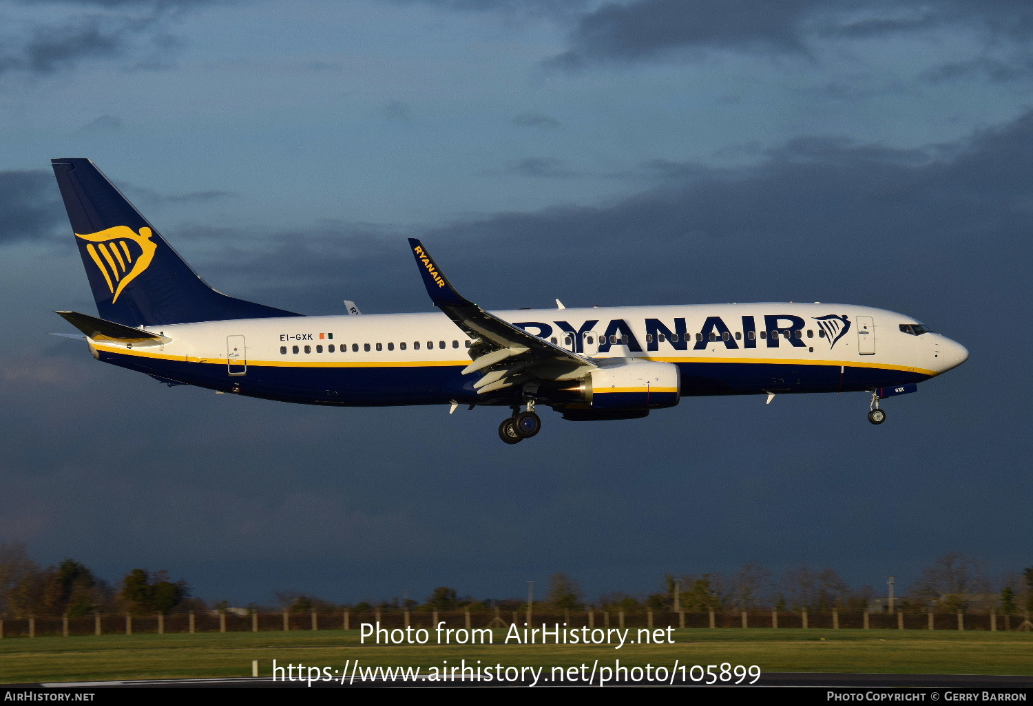 Aircraft Photo of EI-GXK | Boeing 737-800 | Ryanair | AirHistory.net #105899