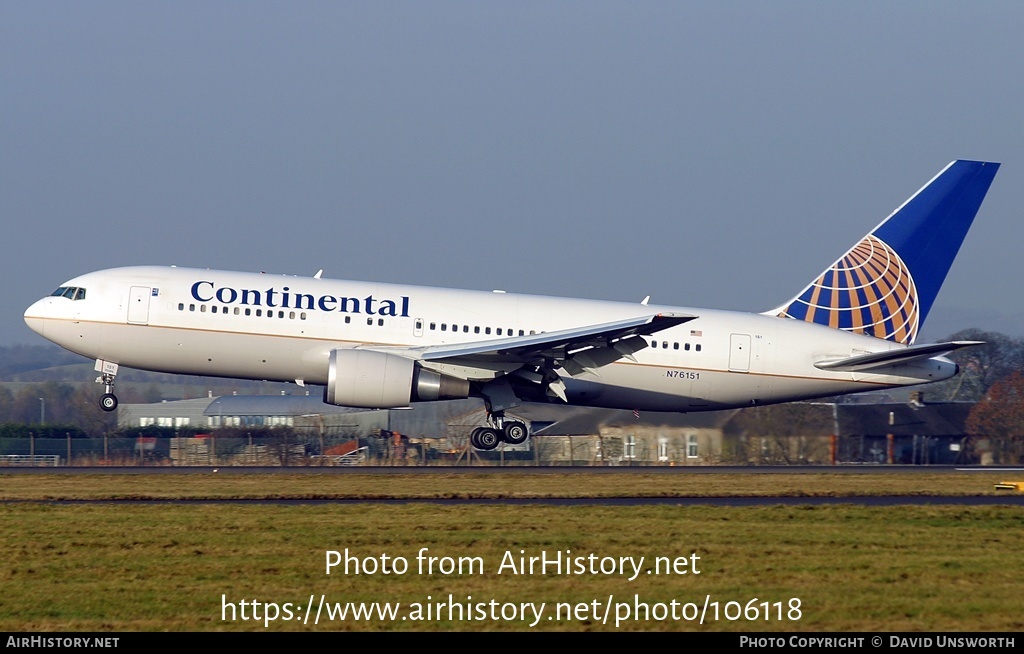 Aircraft Photo of N76151 | Boeing 767-224/ER | Continental Airlines | AirHistory.net #106118