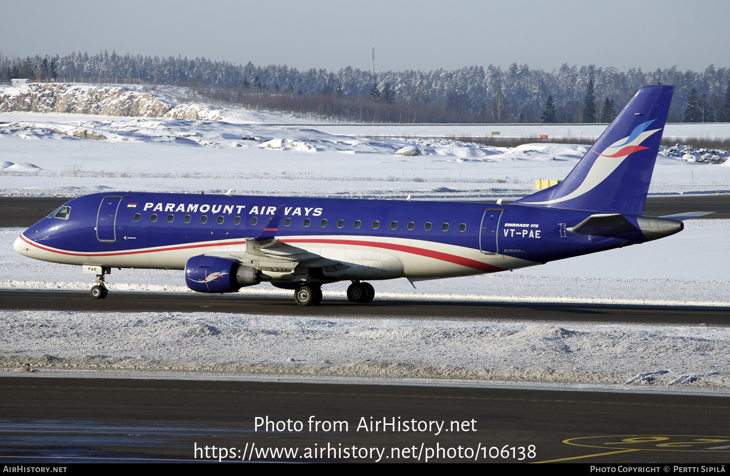 Aircraft Photo of VT-PAE | Embraer 175LR (ERJ-170-200LR) | Paramount Airways | AirHistory.net #106138