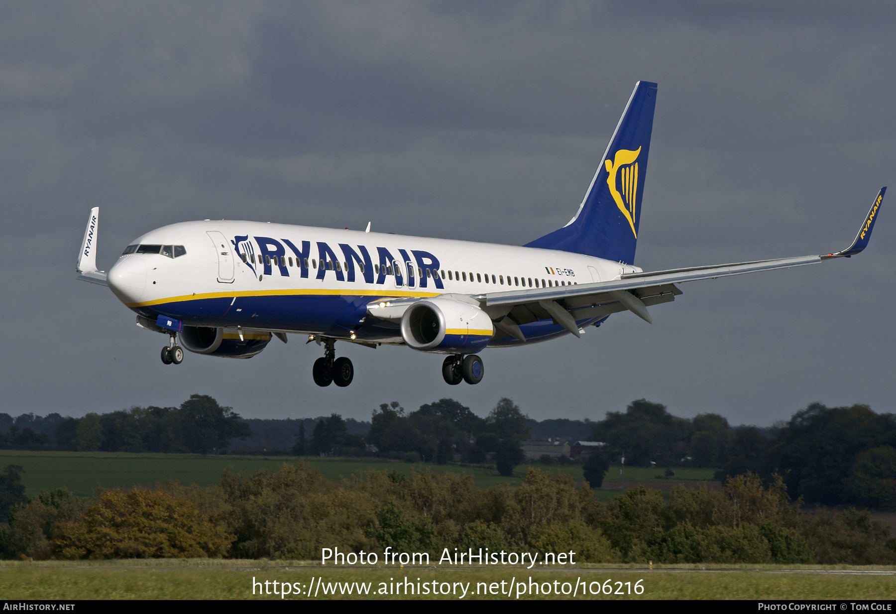 Aircraft Photo of EI-EMB | Boeing 737-8AS | Ryanair | AirHistory.net #106216