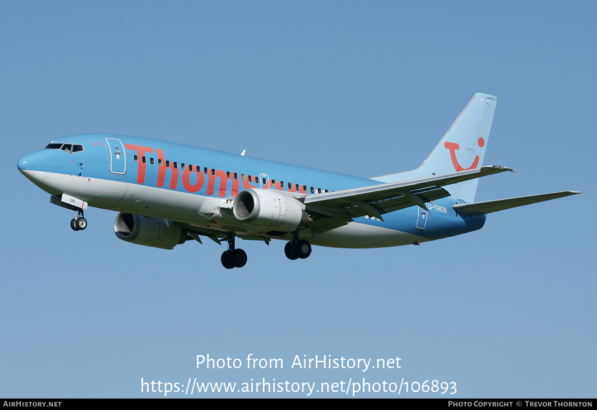 Aircraft Photo of G-THON | Boeing 737-36N | Thomsonfly | AirHistory.net #106893