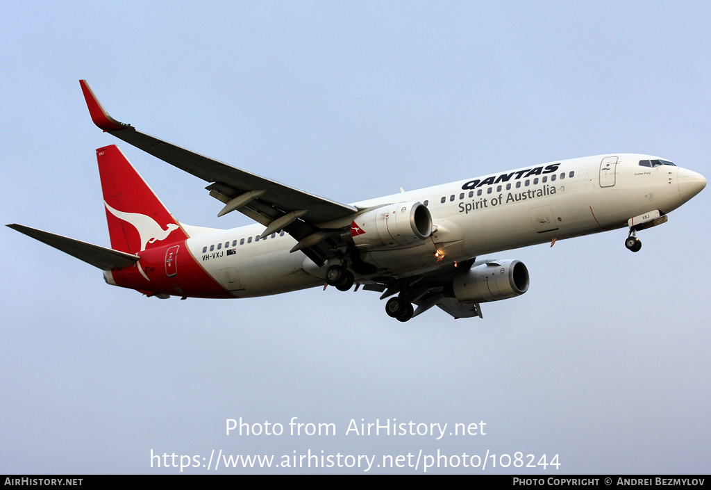 Aircraft Photo of VH-VXJ | Boeing 737-838 | Qantas | AirHistory.net #108244