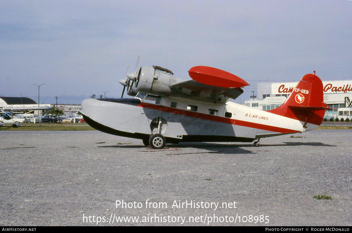 Aircraft Photo of CF-GEB | Grumman G-21A Goose | B.C. Air Lines | AirHistory.net #108985