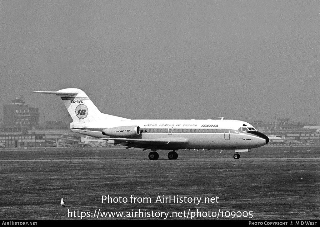 Aircraft Photo of EC-BVC | Fokker F28-1000 Fellowship | Iberia | AirHistory.net #109005