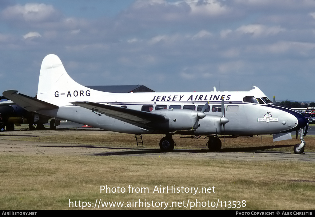 Aircraft Photo of G-AORG | De Havilland D.H. 114 Heron 2B | Jersey Airlines | AirHistory.net #113538