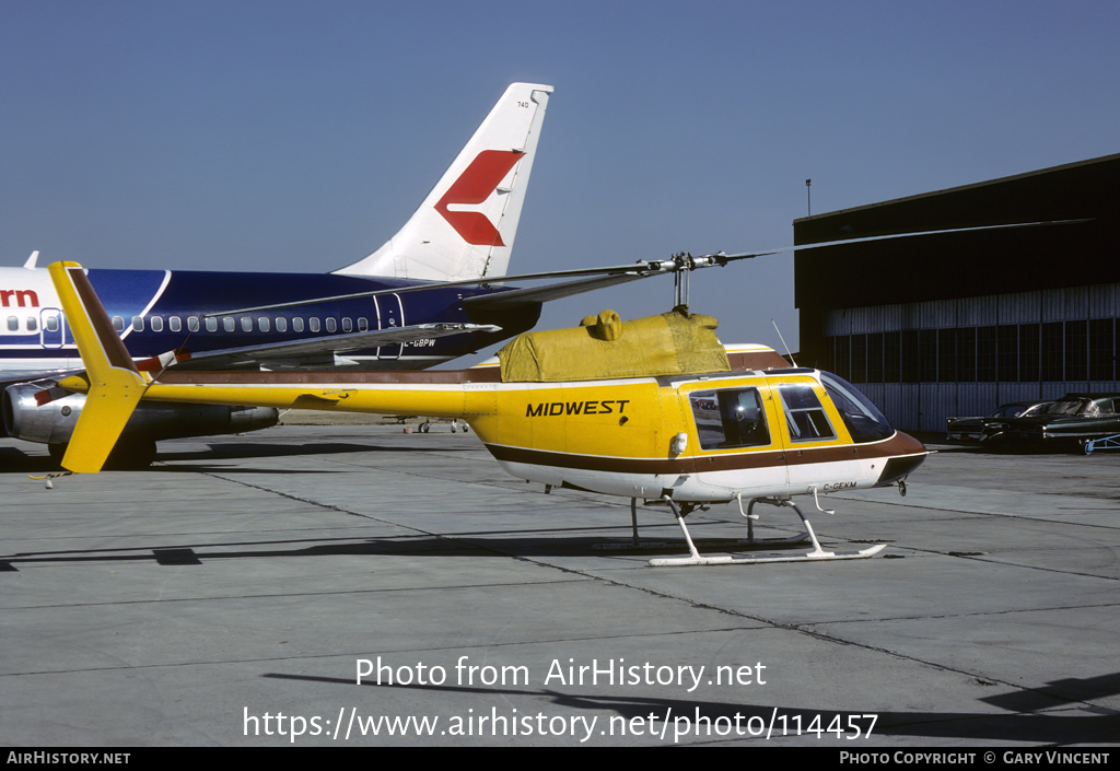 Aircraft Photo of C-GEKM | Bell 206B JetRanger II | Midwest Helicopters | AirHistory.net #114457