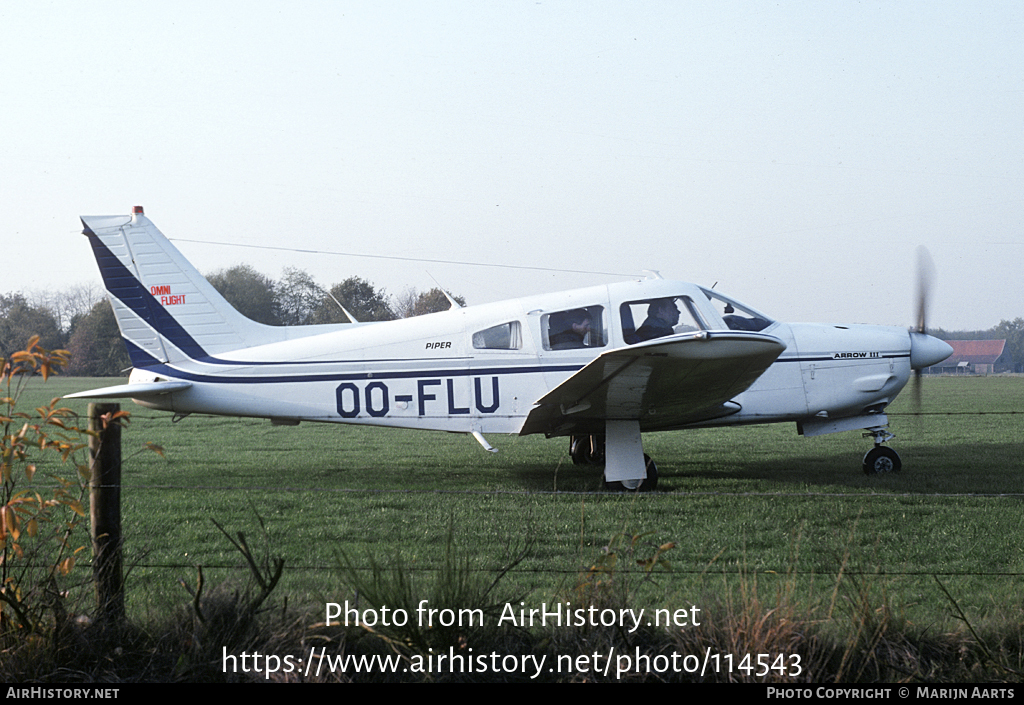 Aircraft Photo of OO-FLU | Piper PA-28R-201 Cherokee Arrow III | Omni Flight | AirHistory.net #114543