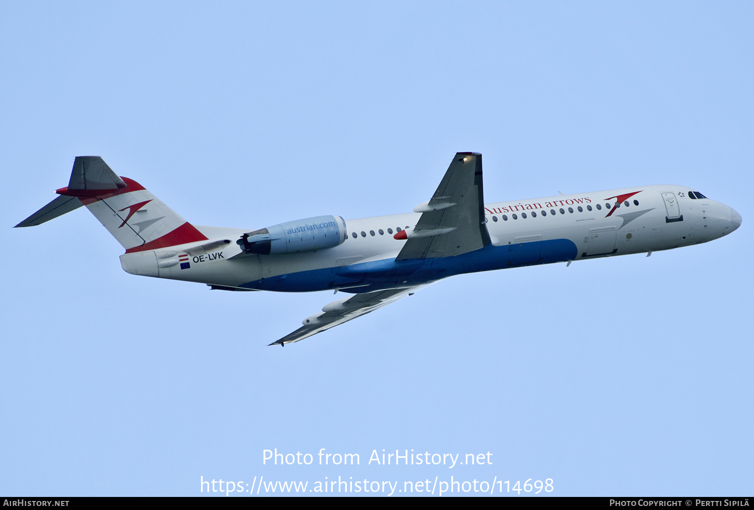 Aircraft Photo of OE-LVK | Fokker 100 (F28-0100) | Austrian Arrows | AirHistory.net #114698