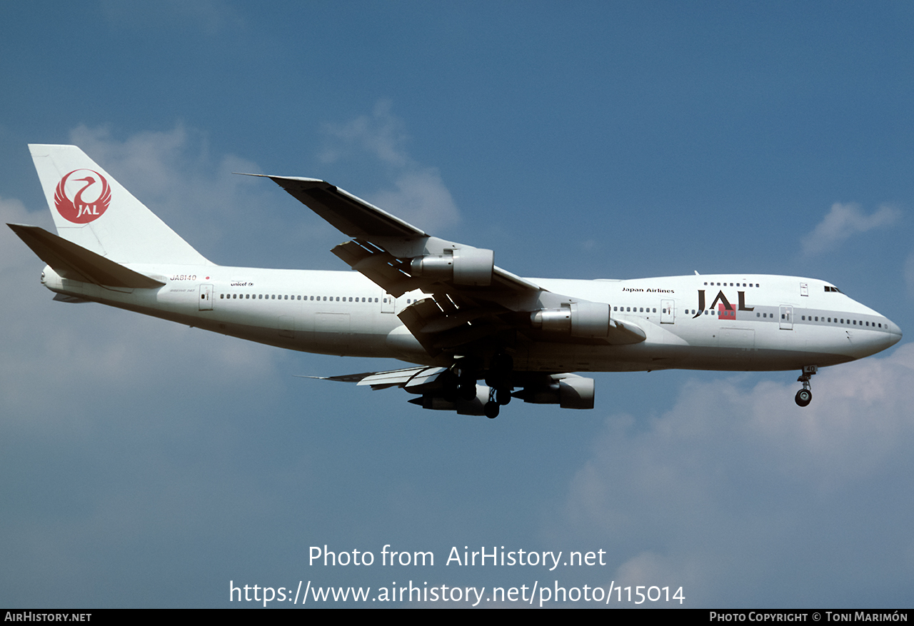 Aircraft Photo of JA8140 | Boeing 747-246B | Japan Airlines - JAL | AirHistory.net #115014