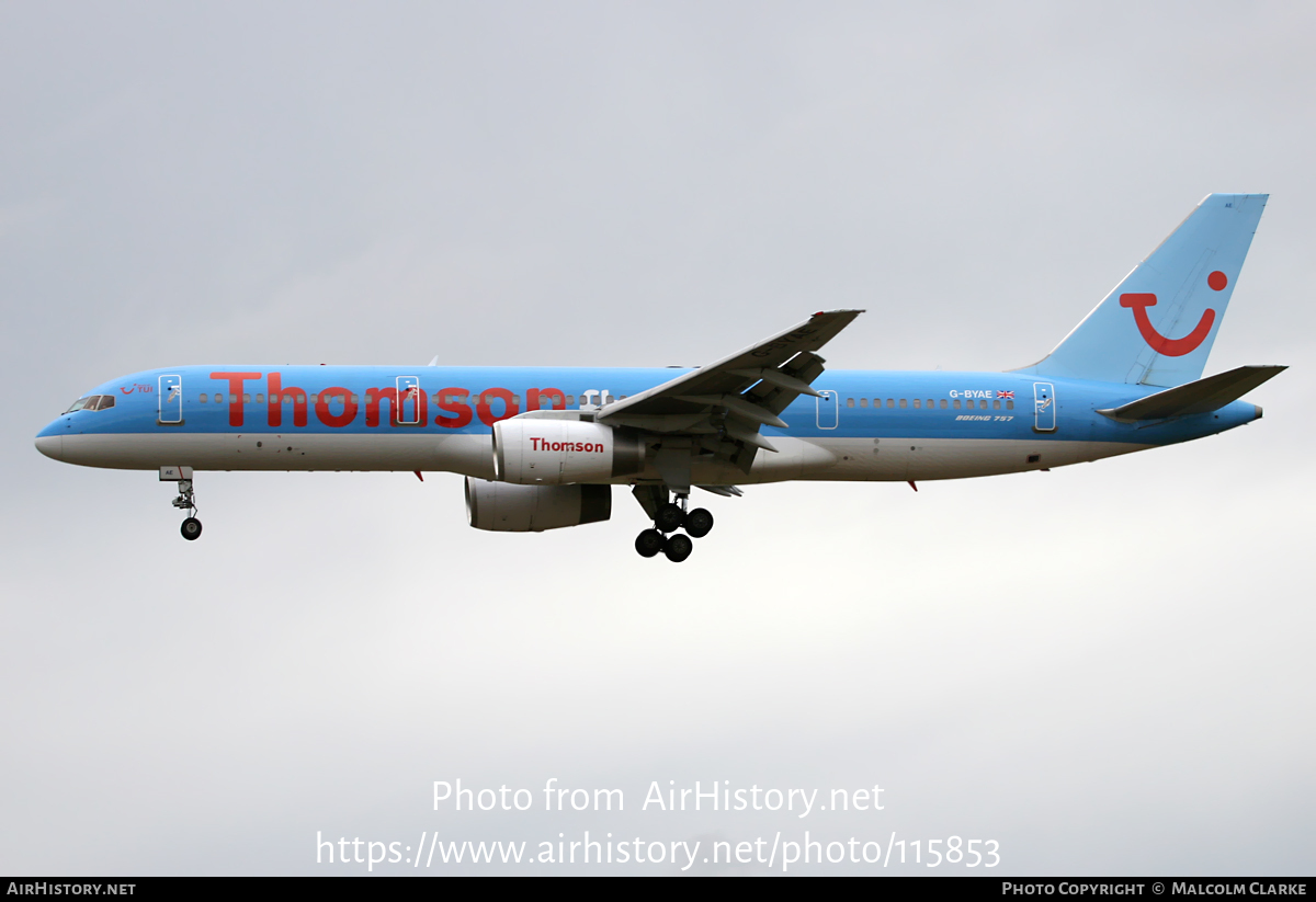 Aircraft Photo of G-BYAE | Boeing 757-204 | Thomsonfly | AirHistory.net #115853