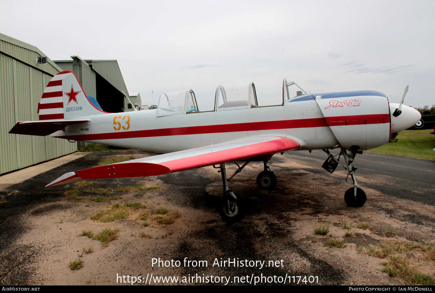 Aircraft Photo of VH-YAE | Yakovlev Yak-52 | Soviet Union - Air Force | AirHistory.net #117401