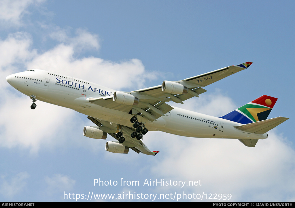 Aircraft Photo of ZS-SAZ | Boeing 747-444 | South African Airways | AirHistory.net #122959