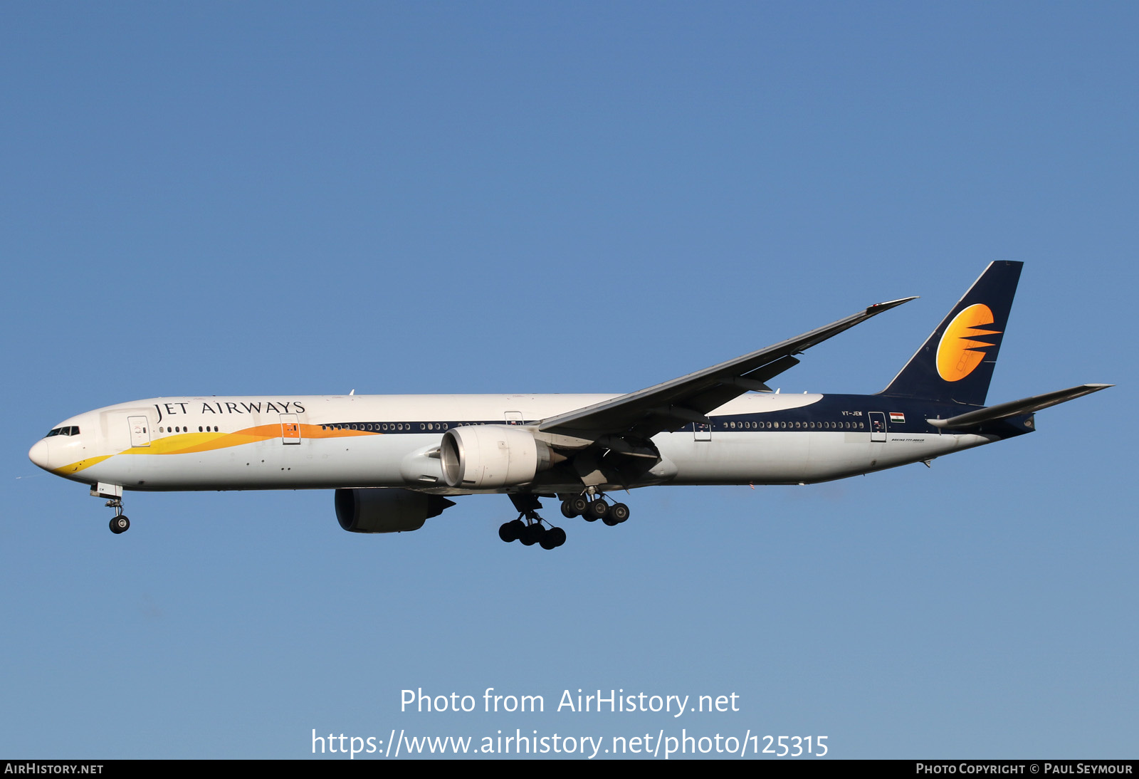 Aircraft Photo of VT-JEW | Boeing 777-35R/ER | Jet Airways | AirHistory.net #125315