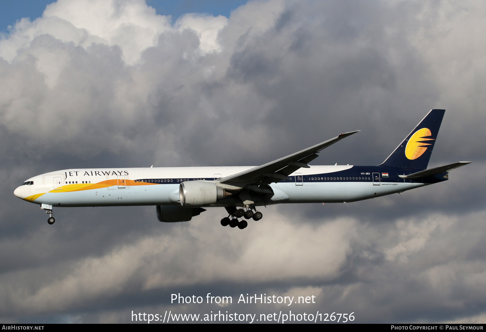 Aircraft Photo of VT-JEU | Boeing 777-35R/ER | Jet Airways | AirHistory.net #126756