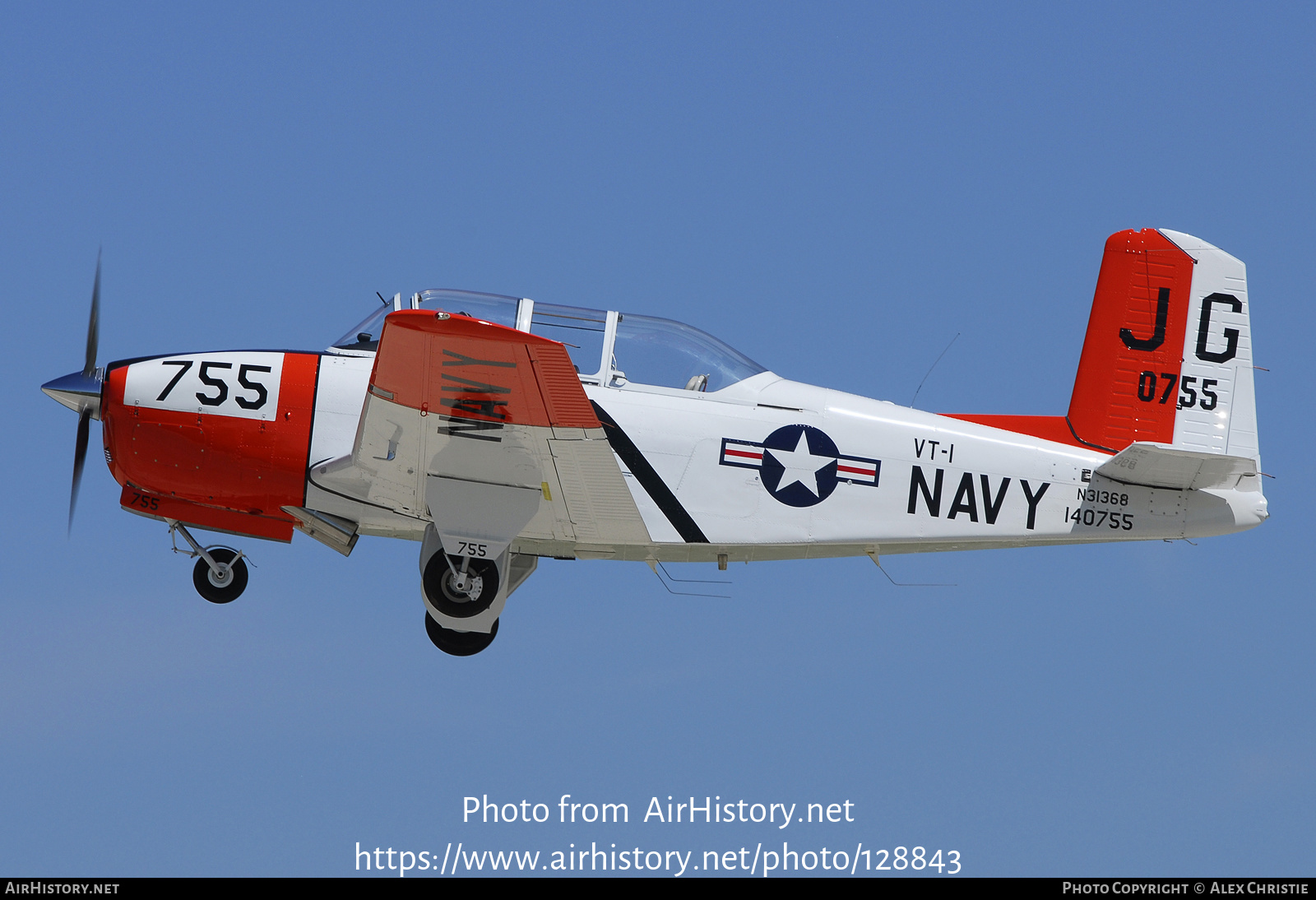 Aircraft Photo of N31368 / 140755 | Beech T-34B Mentor | USA - Navy | AirHistory.net #128843