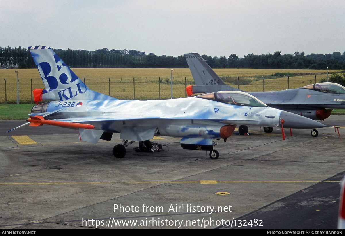 Aircraft Photo of J-236 | General Dynamics F-16A Fighting Falcon | Netherlands - Air Force | AirHistory.net #132482