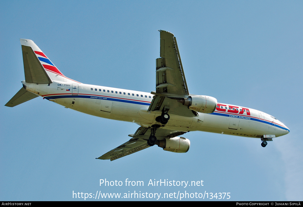 Aircraft Photo of OK-YGU | Boeing 737-4Q8 | ČSA - Czech Airlines | AirHistory.net #134375