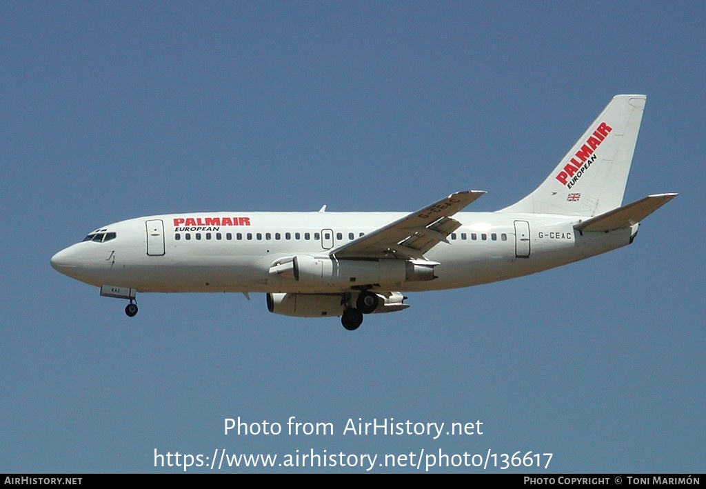 Aircraft Photo of G-CEAC | Boeing 737-229/Adv | Palmair | AirHistory.net #136617