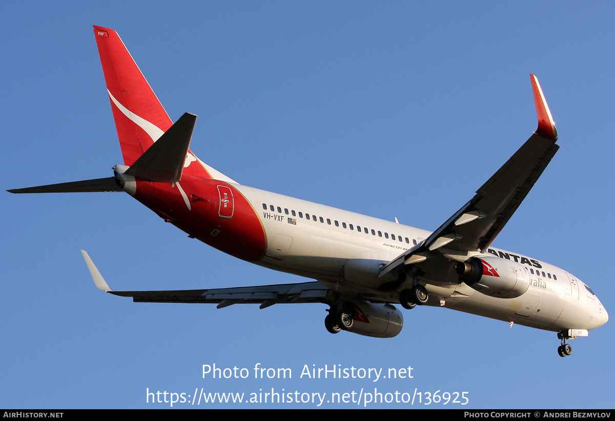 Aircraft Photo of VH-VXF | Boeing 737-838 | Qantas | AirHistory.net #136925