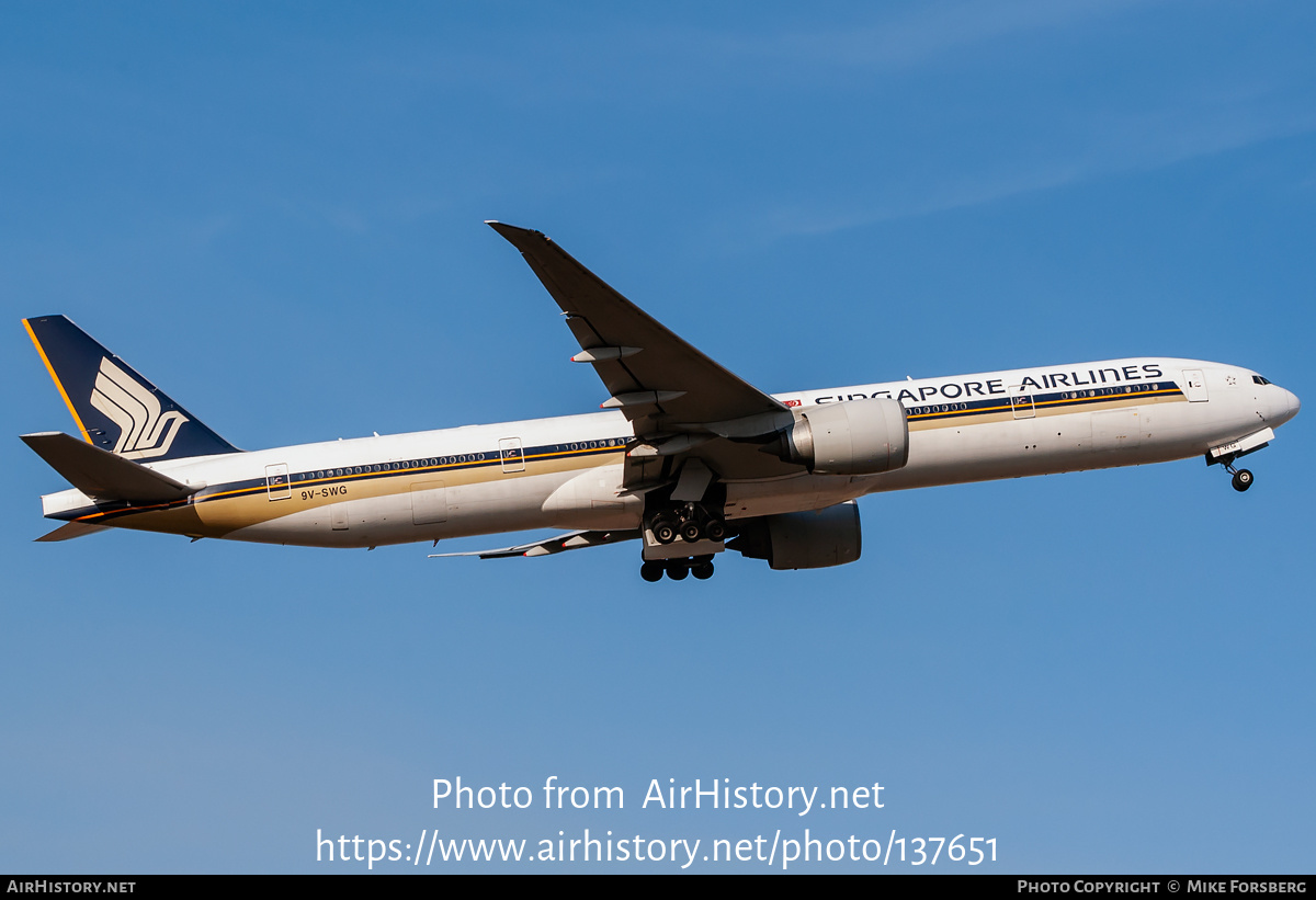 Aircraft Photo of 9V-SWG | Boeing 777-312/ER | Singapore Airlines | AirHistory.net #137651