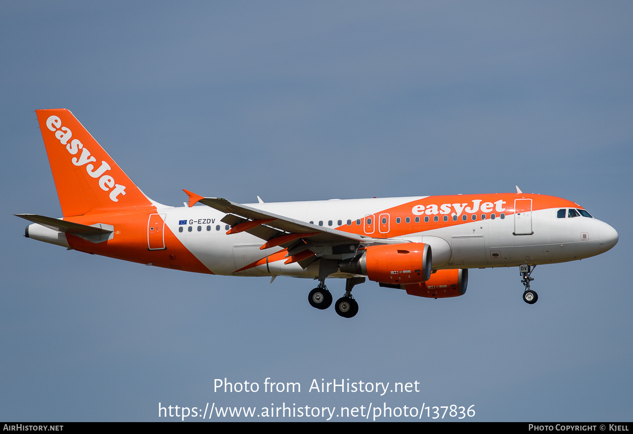 Aircraft Photo of G-EZDV | Airbus A319-111 | EasyJet | AirHistory.net #137836