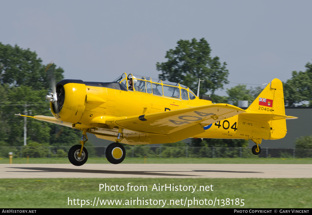 Aircraft Photo of CF-VFG / 20404 | North American T-6J Harvard Mk IV | Canada - Air Force | AirHistory.net #138185