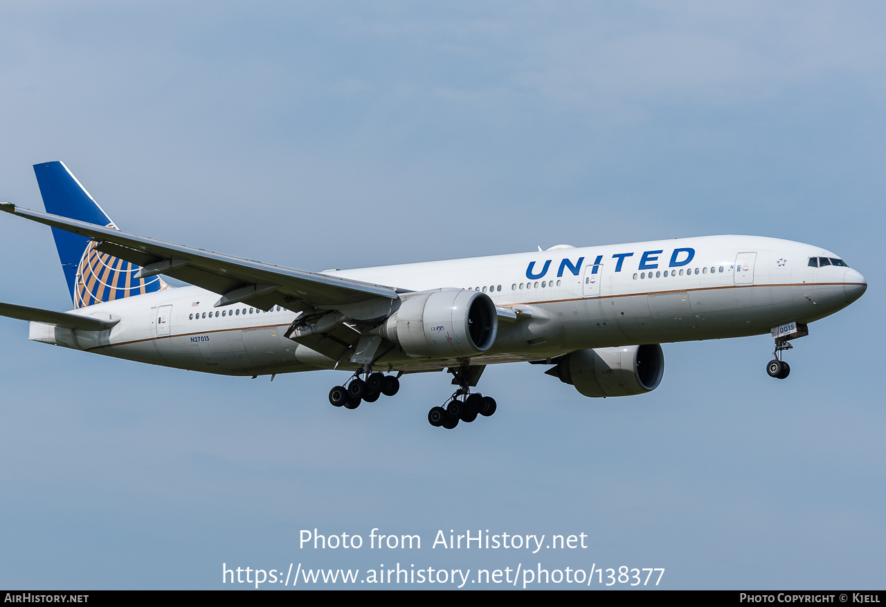 Aircraft Photo of N27015 | Boeing 777-224/ER | United Airlines | AirHistory.net #138377