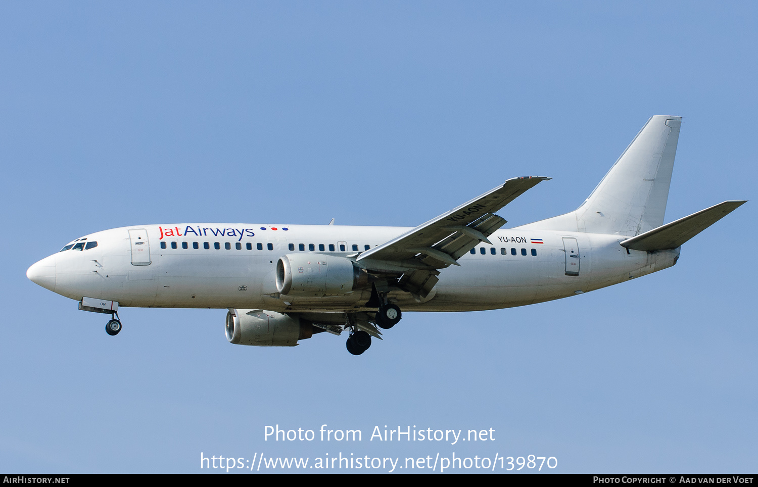 Aircraft Photo of YU-AON | Boeing 737-3Q4 | Jat Airways | AirHistory.net #139870