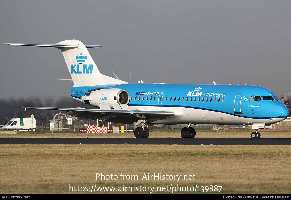 Aircraft Photo of PH-KZD | Fokker 70 (F28-0070) | KLM Cityhopper | AirHistory.net #139887