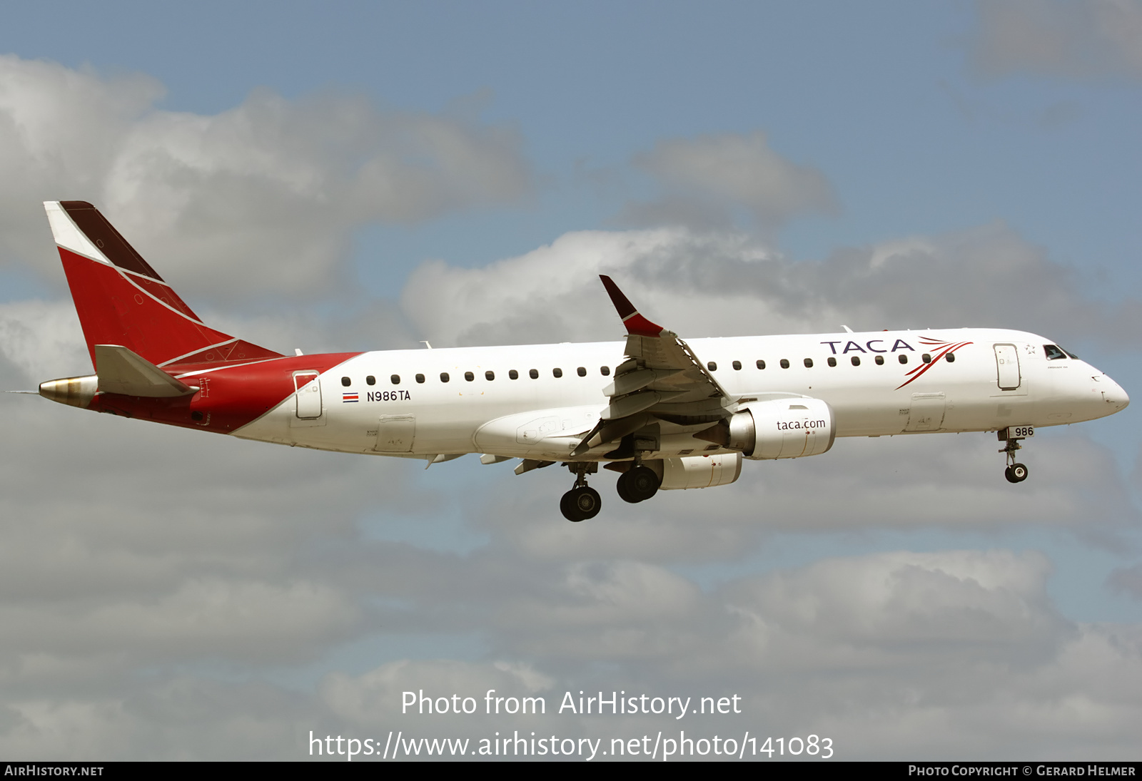 Aircraft Photo of N986TA | Embraer 190AR (ERJ-190-100IGW) | TACA - Transportes Aéreos Centro Americanos | AirHistory.net #141083