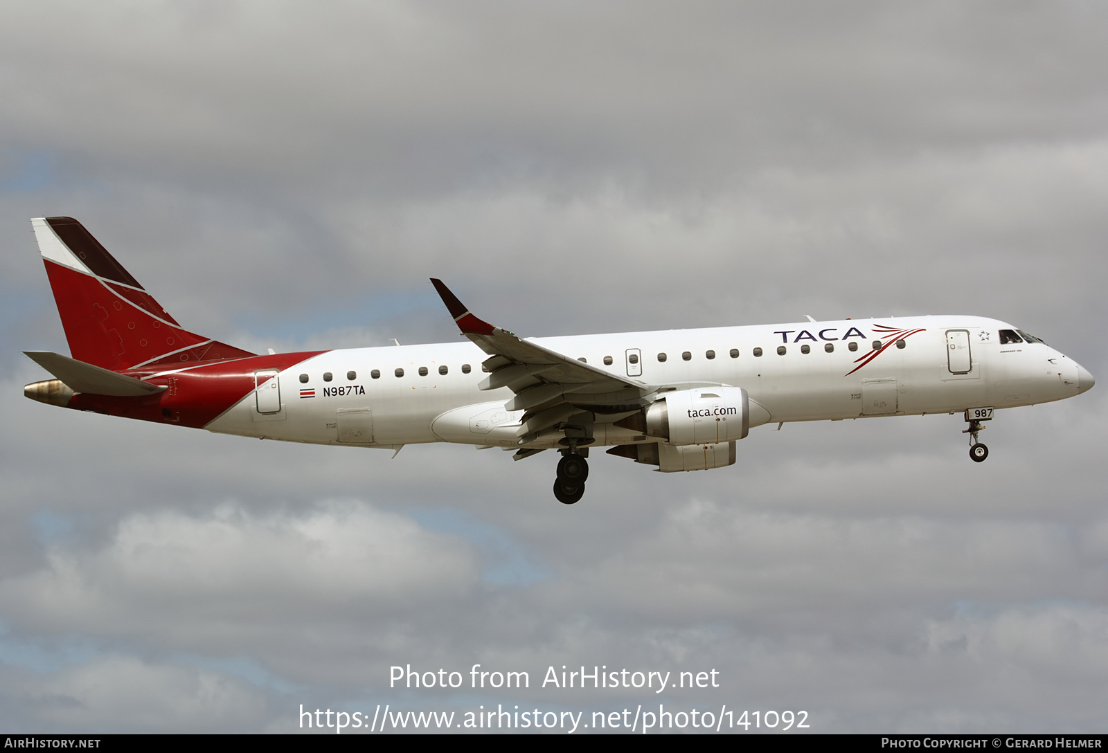 Aircraft Photo of N987TA | Embraer 190AR (ERJ-190-100IGW) | TACA - Transportes Aéreos Centro Americanos | AirHistory.net #141092