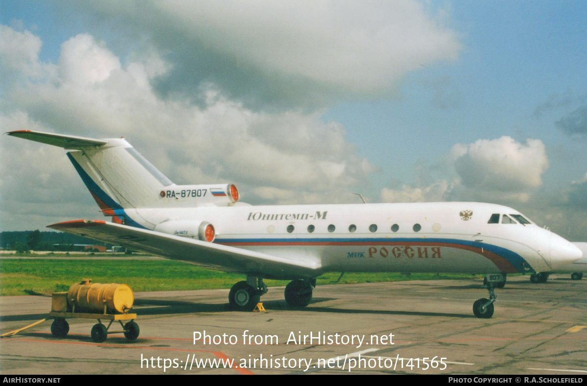 Aircraft Photo of RA-87807 | Yakovlev Yak-40D | Unitemp-M Industrial | AirHistory.net #141565