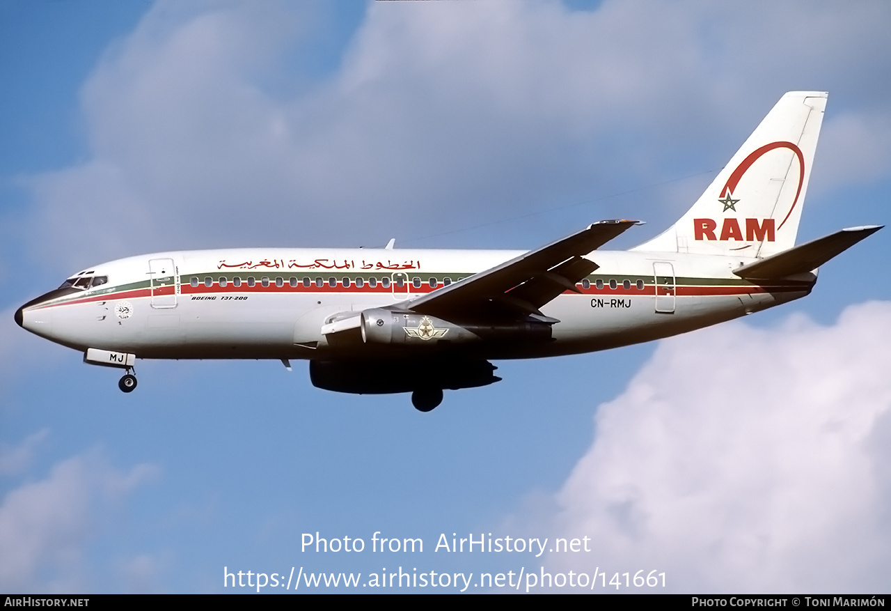 Aircraft Photo of CN-RMJ | Boeing 737-2B6/Adv | Royal Air Maroc - RAM | AirHistory.net #141661