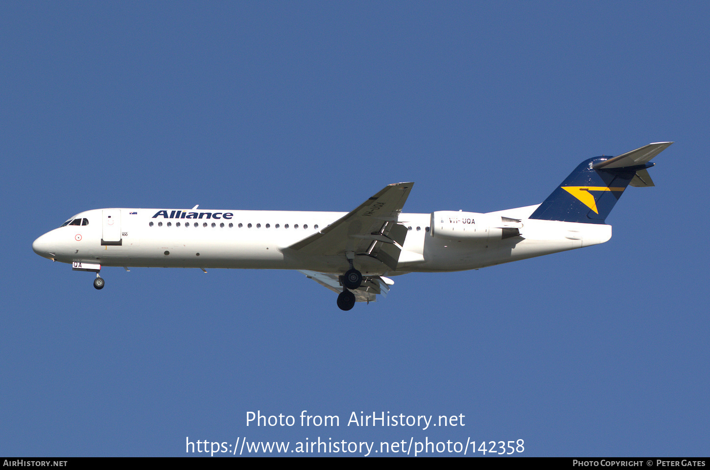 Aircraft Photo of VH-UQA | Fokker 100 (F28-0100) | Alliance Airlines | AirHistory.net #142358